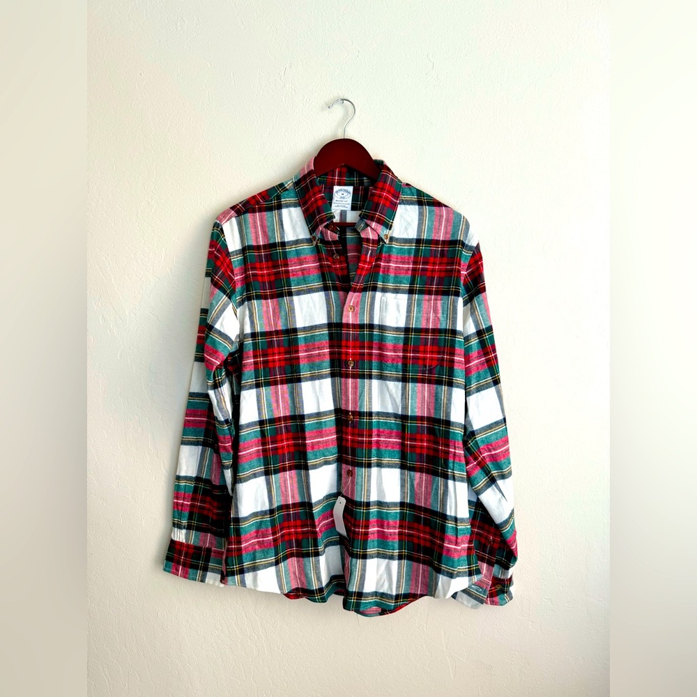 BROOKS BROTHERS Men’s Plaid Botton Down Cotton Shirt Sz M New